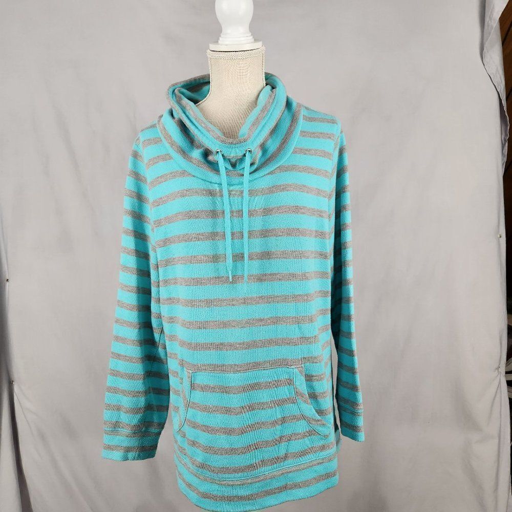 Made for Life Women’s  Size Large Mint Blue Gray Long Sleeve Pullover Mock Neck